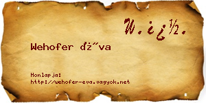 Wehofer Éva névjegykártya